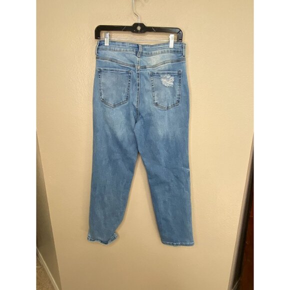 Wax Jean Collection Womens Distressed High Rise Mom Jeans Size 13/31 Light Wash - Picture 3 of 7